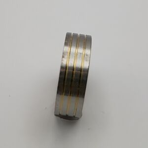 Stainless Steel Silver and Gold Striped Ring Band For Men Size 21 U.S Size 10.25
